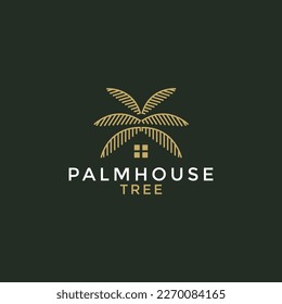 illustration vector graphic palm house tree logo design minimalist luxury