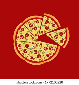 Illustration vector graphic of pan pizza pepperoni