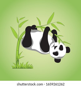 Illustration vector graphic panda with bamboo 