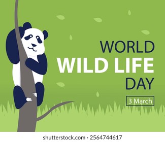 illustration vector graphic of panda climbs a tree, perfect for international day, world wild life day, celebrate, greeting card, etc.