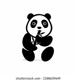 Ilustración Vector Gráfico de Panda come plantilla de logotipo de bambú