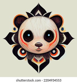 ilustración vectorial gráfico de panda en mano dibujar estilo tribal perfecto para camiseta, afiche o editar y personalizar su diseño, tarjeta, banner