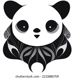 ilustración Gráfico vectorial de panda en mano estilo de dibujo negro y blanco aislado