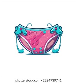 Illustration Vector Graphic of panties, pink, beautiful, white background.