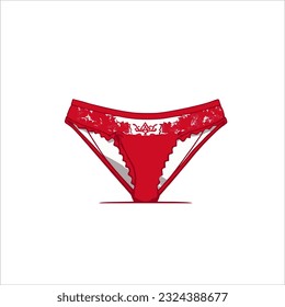 Illustration Vector Graphic of panties, red,  beautiful, white background.