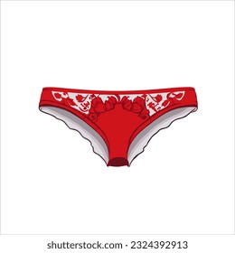 Illustration Vector Graphic of panties, red,  beautiful, white background.