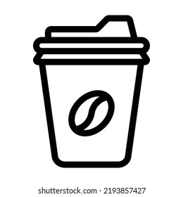 Illustration vector graphic of paper coffee cup with outline style on a white background. Suitable for restaurant, 
food apps, website projects and more.