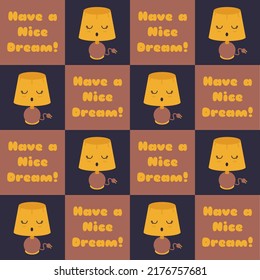 Illustration vector graphic of pattern cute night lamp in kawaii style. Suitable for wallpaper, backdrop, wrapping paper and other children product.