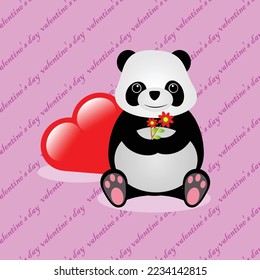 Illustration vector graphic Pattern of happy pandas on valentine's day
