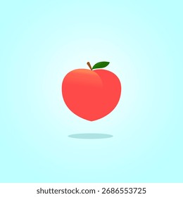 Illustration vector graphic of peach fruit isolated on blue.