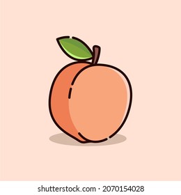 Illustration vector graphic of Peach. Peach minimalist style isolated on pink background. The illustration is Suitable for Banner, flyers, stickers, etc.