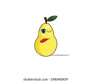 illustration vector graphic of pear fruit emoticon
