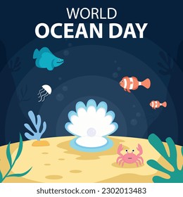 illustration vector graphic of pearl shells on the seabed, perfect for international day, world ocean day, celebrate, greeting card, etc.

