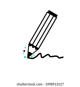 illustration vector graphic of pencil in black and white with wavy strokes perfect for logos, schools, stationery, and others who are still related to pencils