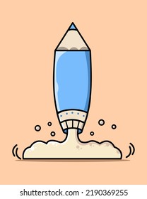 Ilustración vectorial gráfico de Pencil Rocket, bueno para el diseño de camisa.