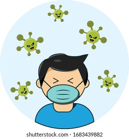Illustration vector graphic of people avoiding corona virus, good for informational poster.