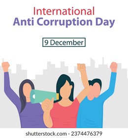 illustration vector graphic of people carry out anti-corruption campaigns, perfect for international day, international anti corruption day, celebrate, greeting card, etc.