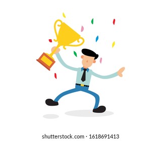 Illustration vector graphic of people get champions