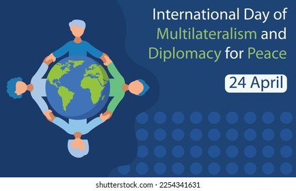 illustration vector graphic of people hand in hand around the earth, perfect for international day, multilateralism and diplomacy for peace, celebrate, greeting card, etc.