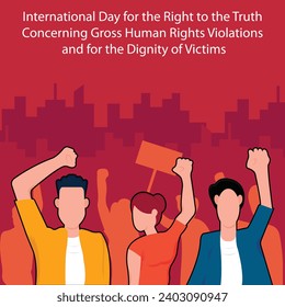 illustration vector graphic of people held demonstration speeches in the middle of the city, perfect for international day, right to the truth, concerning gross, human right violation, dignity, victim