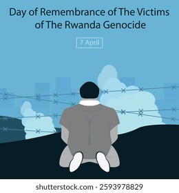 illustration vector graphic of people prostrate themselves facing the site of the massacre, perfect for international day, remembrance, the victims, the rwanda genocide, celebrate, greeting card, etc.