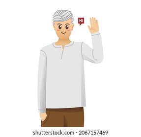Illustration Vector Graphic of People Standing Say Hi to Friends