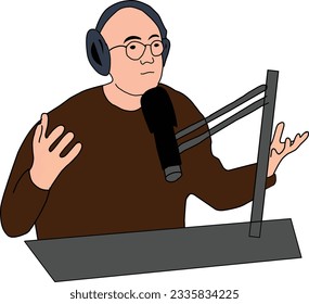 Gráfico de vectores de ilustraciones habla en podcast para explicar