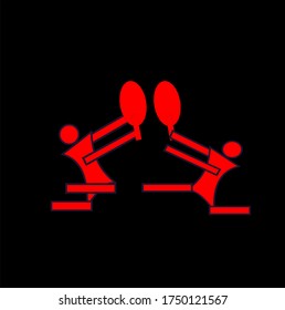illustration vector graphic of people who are active in doing tennis on a black background