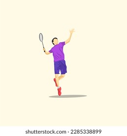 Illustration vector graphic of a person playing badminton