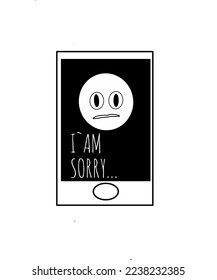Illustration vector graphic of phone say I am sorry with emoji