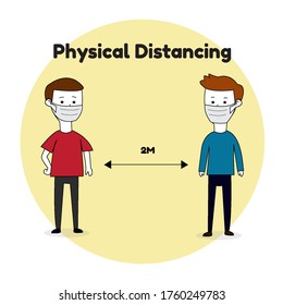 Illustration Vector Graphic of Physical Distancing Cartoon