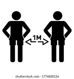 Illustration, Vektorgrafik der physikalischen Distanzierung.  
Symbol oder Symbol, um einen sicheren Abstand zu covid-19 zu halten