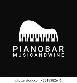 Illustration Vector Graphic Piano bar creative logo design concept. Wine and music restaurant logo design template