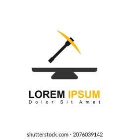 Illustration Vector Graphic of Pickaxe Logo. Perfect to use for Mining Company