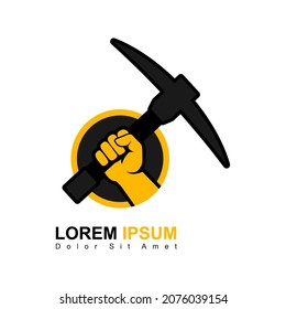 Illustration Vector Graphic of Pickaxe Logo. Perfect to use for Mining Company