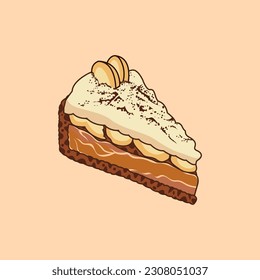 ilustración vectorial de Pie Banoffee, apto para ilustraciones de menú de comida, pinturas en la cocina, tapicería, etc