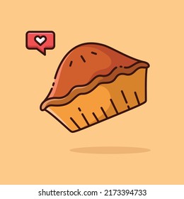 Illustration vector graphic of Pie. Pie minimalist style isolated on an orange background. The illustration is suitable for web landing pages, banners, flyers, stickers, cards, etc.