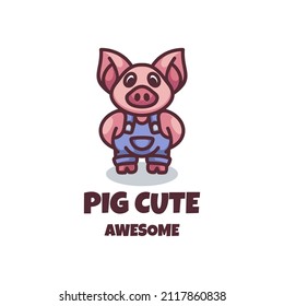 Illustration vector graphic of Pig Cute, good for logo design