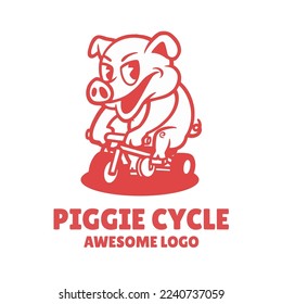 Illustration vector graphic of Piggie Cycle, good for logo design