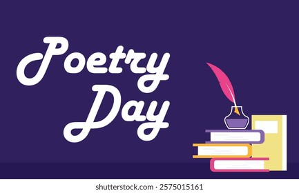 illustration vector graphic of pile of books and ink, perfect for international day, world poetry day, celebrate, greeting card, etc.