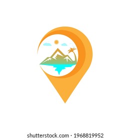 Illustration vector graphic of pin summer holiday . perfect for logo travel ,stickers, clothing design,travel agency logo, etc. 