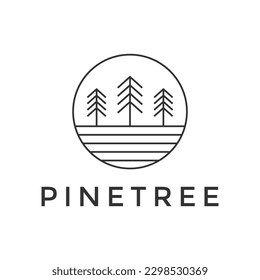 illustration vector graphic pine tree logo modern and minimalist with circle