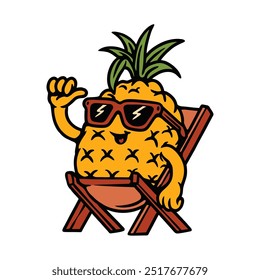Illustration vector graphic of PINEAPPLE CARTOON CHARACTER VECTOR ILLUSTRATION for apparel design merchandise, such as logos on product packaging