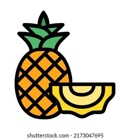 Illustration Vector Graphic of pineapple fruit, fruit icon