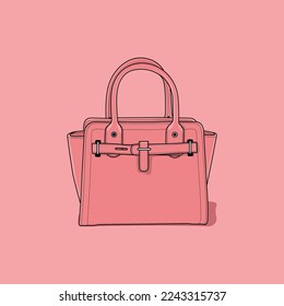 Illustration vector graphic of a pink female bag perfect for fashion and lifestyle concept