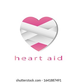 illustration vector graphic of pink heart with bandage, perfect for broken heart symbol, design, background, etc