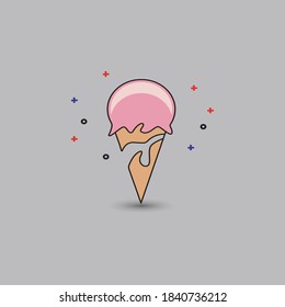 Illustration vector graphic of a pink ice cream cone. Suitable for ice cream product logos and stickers for children's books.