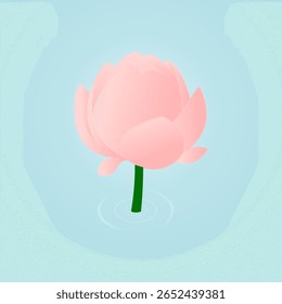Ilustração vetor gráfico de flor de lótus rosa sobre fundo azul.