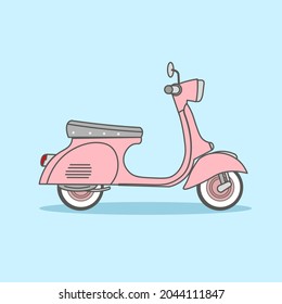 illustration vector graphic of pink scooter vintage retro, good for automotive enthusiast