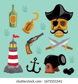 ilustración vectorial gráfico de piratas elemento 2